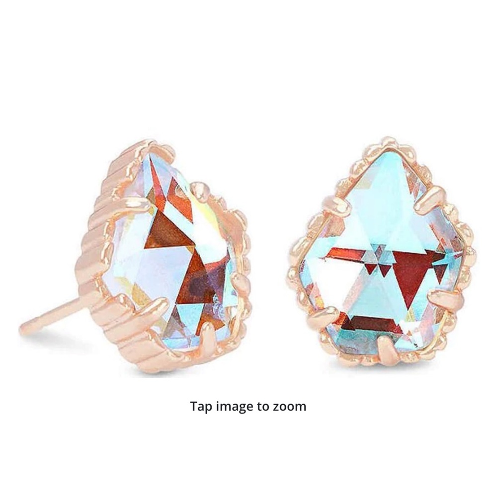 NWT Kendra Scott Tessa Rose Gold Stud Earrings in Dichroic Glass